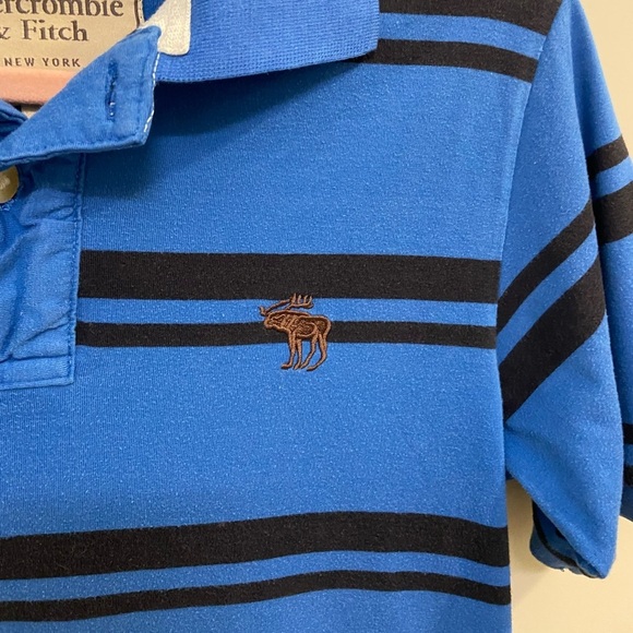 Abercrombie and Fitch Stripped Polo Shirt Size Medium Blue GUC B0032 - Picture 3 of 8